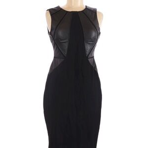 BAILEY 44 size 4 leather accented black knit dress
